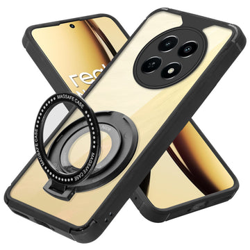 Silicone Frame Transparent Hard Back With Holder Kickstand Case For Realme Narzo N65 5G