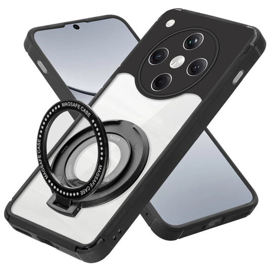 Silicone Frame Transparent Hard Back With Holder Kickstand Case For Oppo Find X8 5G