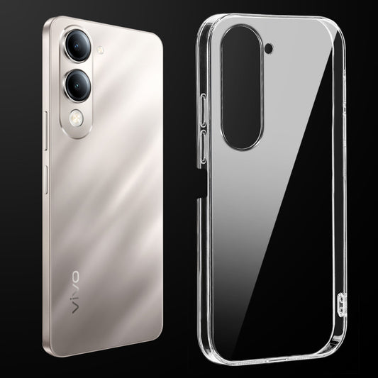 Transparent anti-yellow hard back case fitted on Vivo Y19e showing full back coverage and camera protection