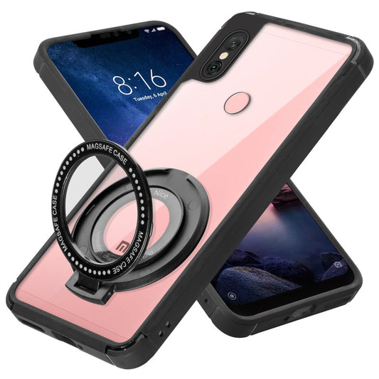 Silicone Grip Clear Case Ring Holder Kickstand For Redmi Note 6 Pro