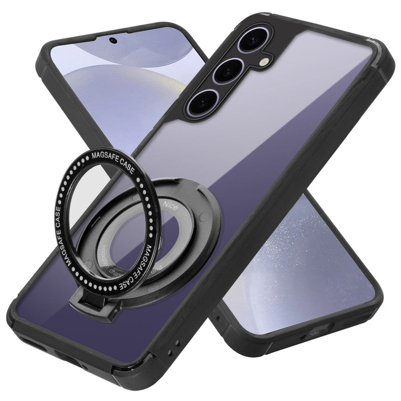 Silicone Grip Clear Case Ring Holder Kickstand For Samsung S25 Plus 5G