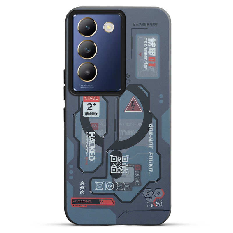 Mechanical Circuit Print Hard Back Cover For Vivo Y200e 5G