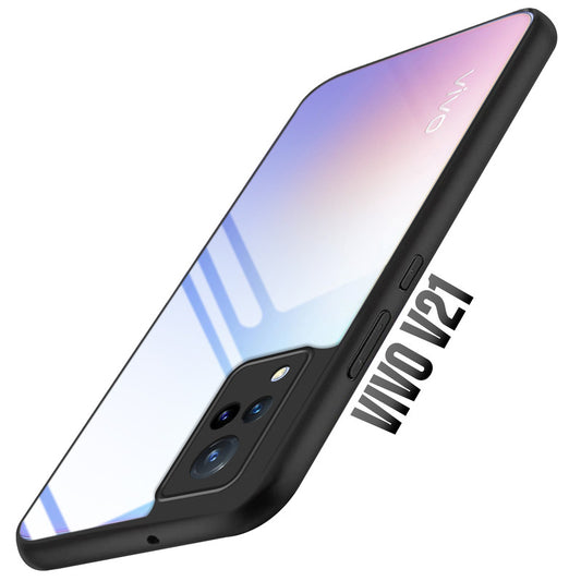 Premium Silicon Soft Framed Case with Clear Back Cover For Vivo V21