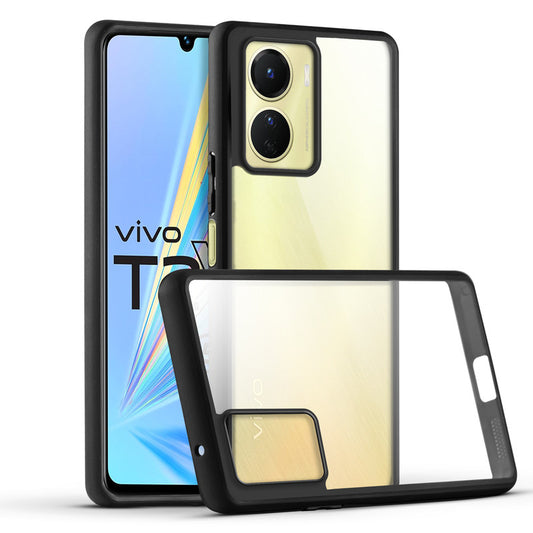 Premium Silicon Soft Framed Case with Clear Back Cover For Vivo T2x 5G