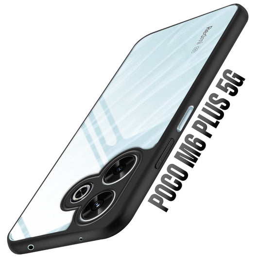 Premium Silicon Soft Framed Case with Clear Back Cover For Poco M6 Plus 5G