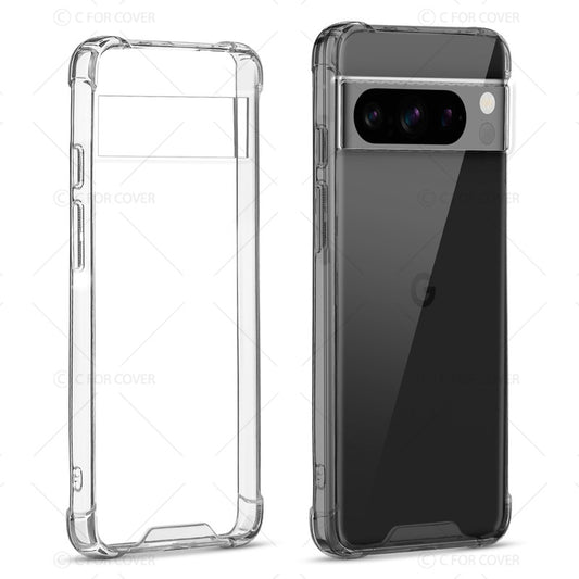 Shockproof Hybrid Transparent Phone Case For Google Pixel 8 Pro with Hard Back and Soft Bumper for Maximum Protection