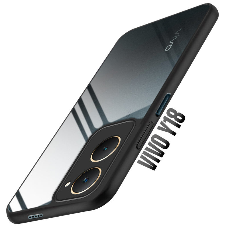 Premium Silicon Soft Framed Case with Clear Back Cover For Vivo Y18