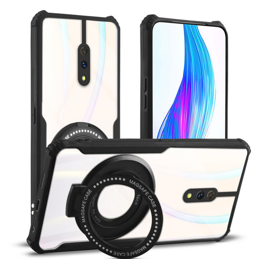 Premium Acrylic Transparent Case with Matte Ring Holder Kickstand Back Cover for Realme X