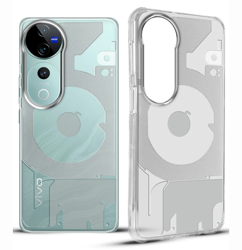 Soft Transparent Slim Fit Frosted Matte Silicone TPU With Silver Ring On Camera Back Cover for Vivo V40 Pro 5G