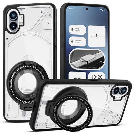 Transparent Back Cover with Silicone frame Matte Ring Holder Kickstand Case For Nothing Phone 1