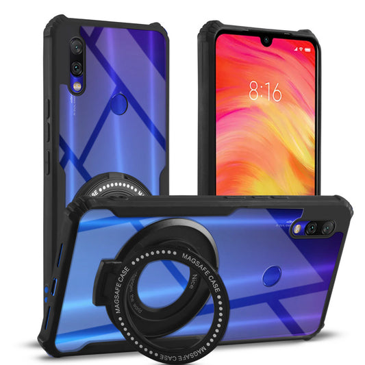 Premium Acrylic Transparent Case with Matte Ring Holder Kickstand Back Cover for Redmi Note 7