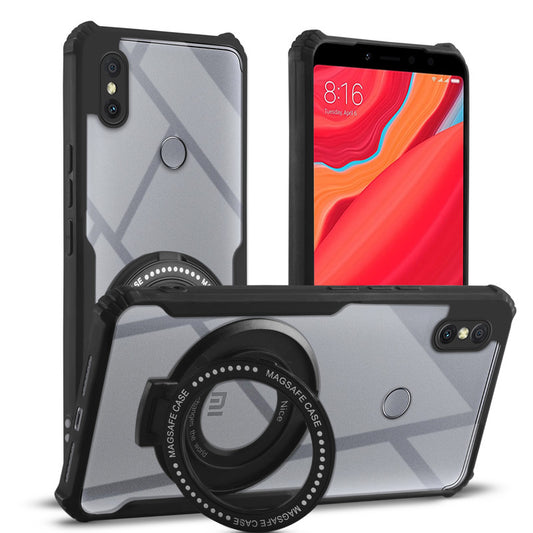 Premium Acrylic Transparent Case with Matte Ring Holder Kickstand Back Cover for Redmi Y2