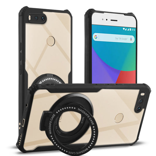 Premium Acrylic Transparent Case with Matte Ring Holder Kickstand Back Cover for Redmi A1 Old