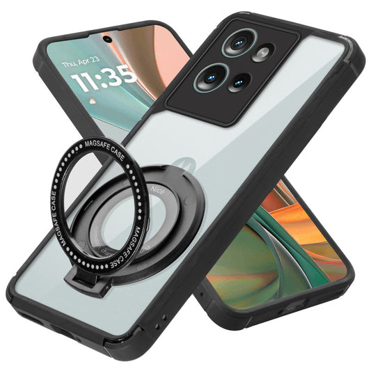 Silicone Grip Clear Case Ring Holder Kickstand For Motorola G75 5G