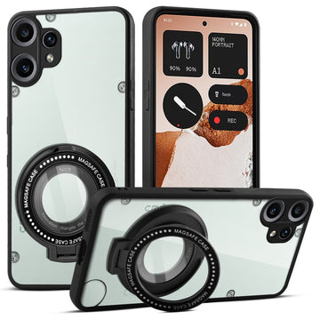 Transparent Back Cover with Silicone frame Matte Ring Holder Kickstand Case For CMF Nothing Phone 2 Pro
