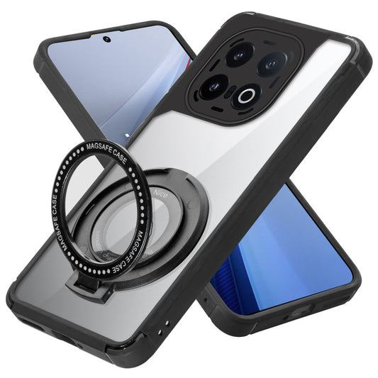 Silicone Frame Transparent Hard Back With Holder Kickstand Case For iQOO 13 5G
