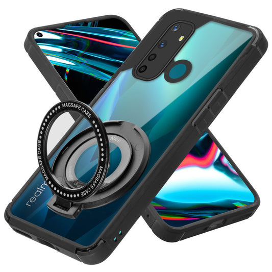 Silicone Grip Clear Case Ring Holder Kickstand For Realme 5 Pro