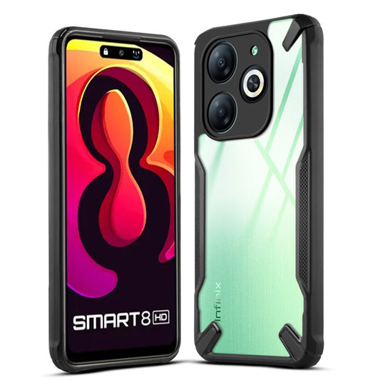 Stylish Edge Protection Back Case For Infinix Smart 8 HD, Acrylic Transparent Hard, Crystal Clear Design