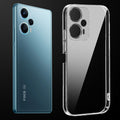 Transparent anti-yellow hard back case fitted on Poco F5 5G showing full back coverage and camera protection