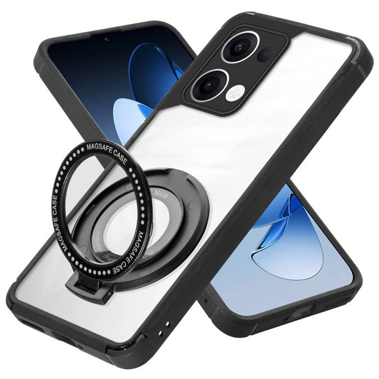 Silicone Frame Transparent Hard Back With Holder Kickstand Case For Oppo Reno 13 5G