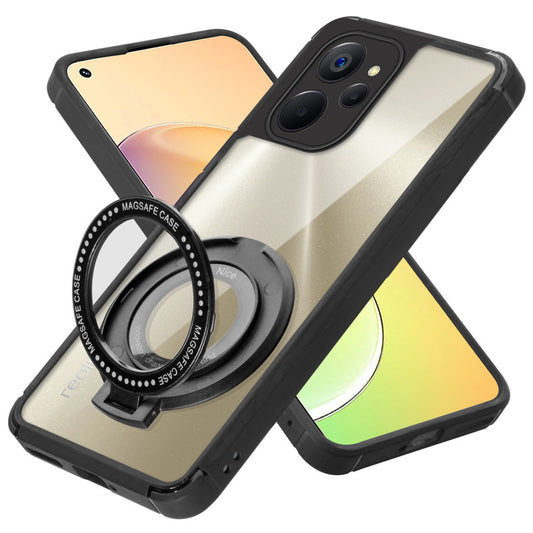Silicone Frame Transparent Hard Back With Holder Kickstand Case For Realme 10 5G