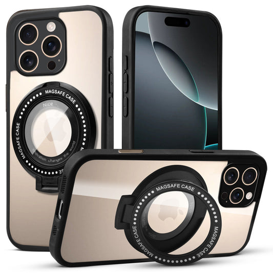 Soft Frame Clear Case Ring Holder Kickstand For Apple iPhone 16 Pro Max