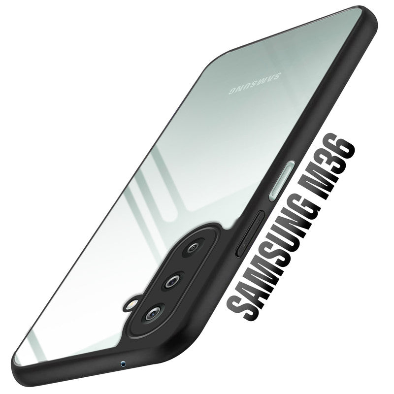 Premium Silicon Soft Framed Case with Clear Back Cover For Samsung M36