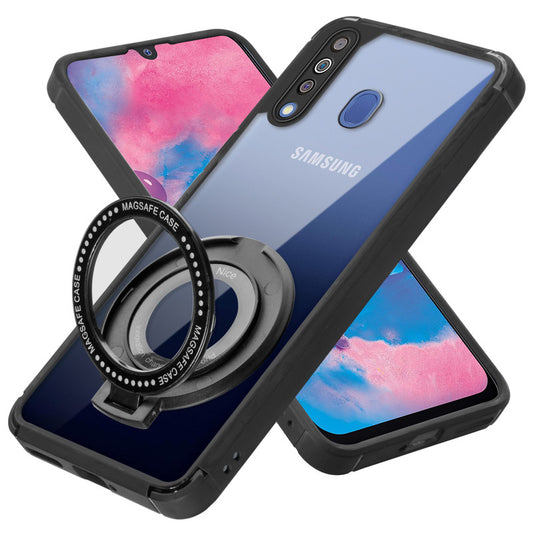 Silicone Frame Transparent Hard Back With Holder Kickstand Case For Samsung M30