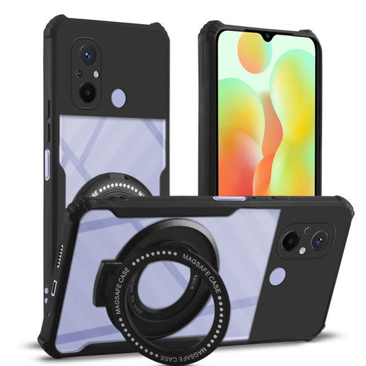 Premium Acrylic Transparent Case with Matte Ring Holder Kickstand Back Cover for Redmi 12C