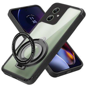 Silicone Frame Transparent Hard Back With Holder Kickstand Case For Motorola G55