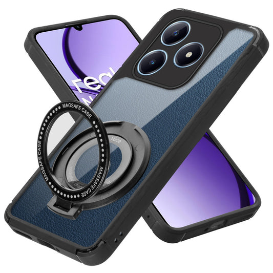 Silicone Frame Transparent Hard Back With Holder Kickstand Case For Realme Narzo N63