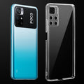 Transparent anti-yellow hard back case fitted on Poco M4 Pro 5G showing full back coverage and camera protection