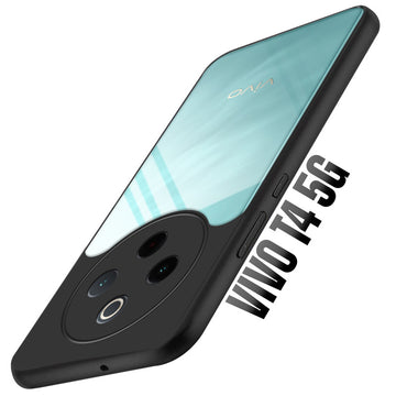 Premium Silicon Soft Framed Case with Clear Back Cover For Vivo T4 5G