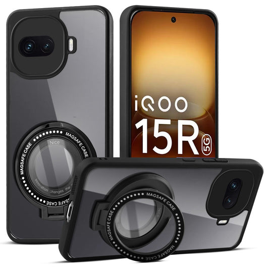 Soft Frame Clear Case Ring Holder Kickstand For iQOO 15R 5G