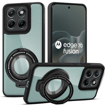 Soft Frame Clear Case Ring Holder Kickstand For Motorola Moto Edge 70 Fusion 5G