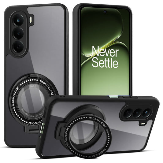 Transparent Back Cover with Silicone frame Matte Ring Holder Kickstand Case For OnePlus Nord CE 6 Lite 5G