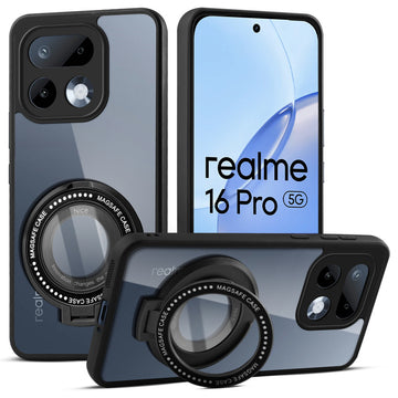 Soft Frame Clear Case Ring Holder Kickstand For Realme 16 Pro 5G
