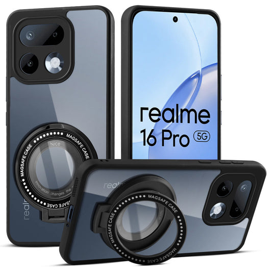Soft Frame Clear Case Ring Holder Kickstand For Realme 16 Pro 5G