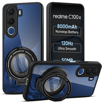 Soft Frame Clear Case Ring Holder Kickstand For Realme C100x 5G