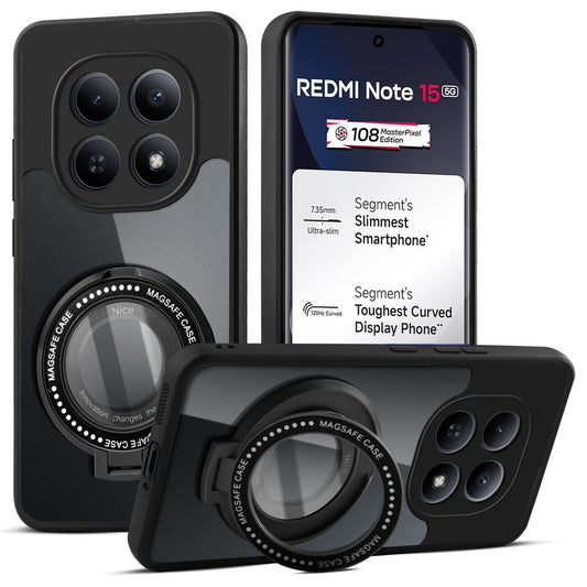 Soft Frame Clear Case Ring Holder Kickstand For Redmi Note 15 5G