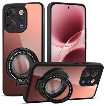 Soft Frame Clear Case Ring Holder Kickstand For Vivo V70 5G