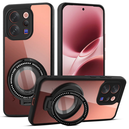 Soft Frame Clear Case Ring Holder Kickstand For Vivo V70 5G