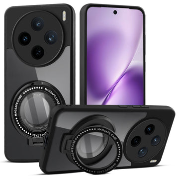 Soft Frame Clear Case Ring Holder Kickstand For Vivo X200T 5G