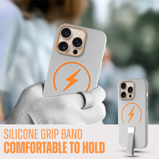 Compact and Stylish Silicon Finish Hard Cover For Apple iPhone 14 Pro with Integrated Grip Strap & MagSafe Charging Support