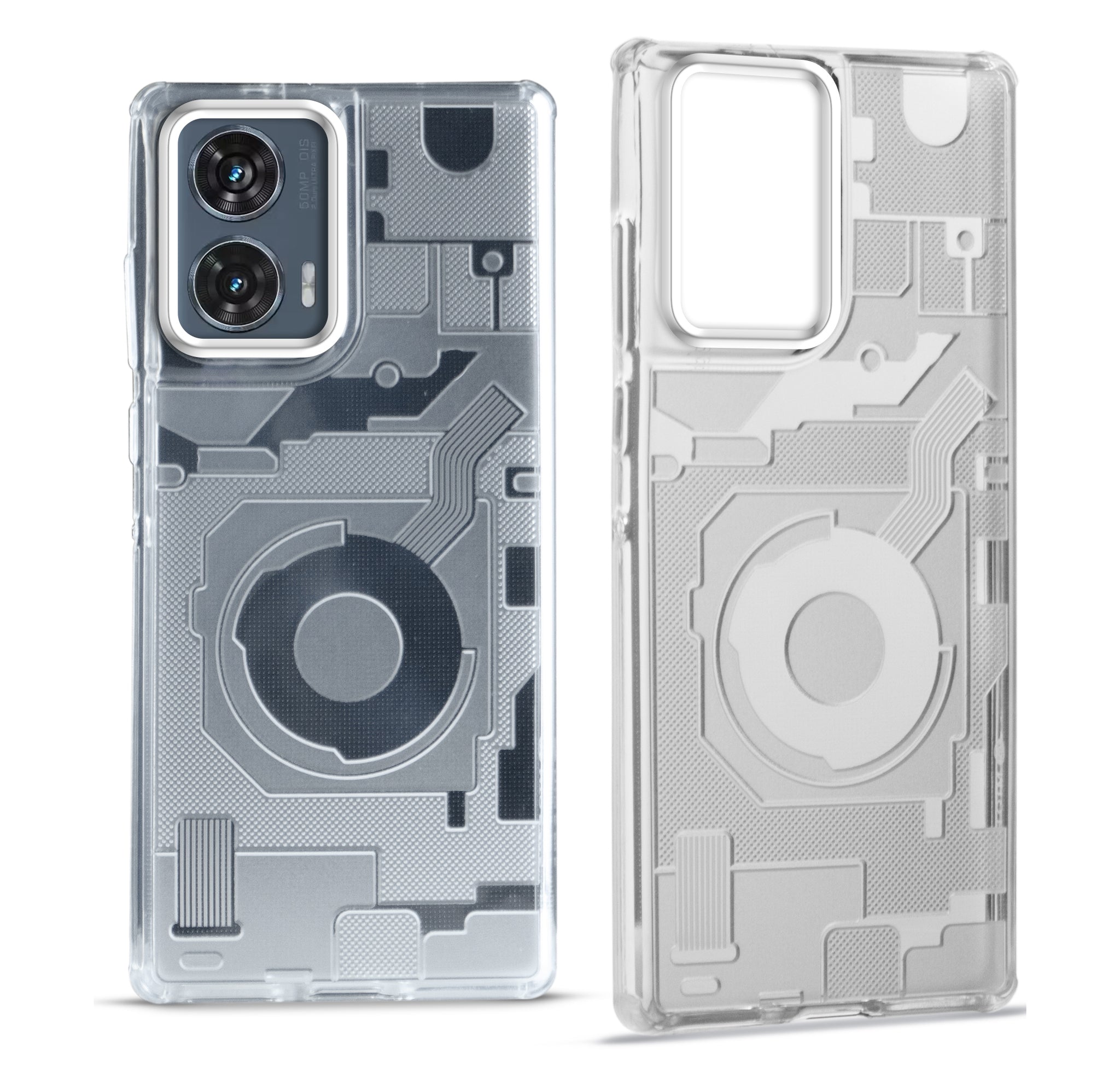 Soft Transparent Frosted Matte Silicone TPU With Silver Ring Camera Protection Back Cover for Motorola Moto G96 5G