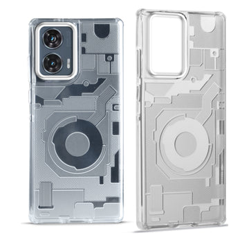 Soft Transparent Frosted Matte Silicone TPU With Silver Ring Camera Protection Back Cover for Motorola Edge 50 Fusion