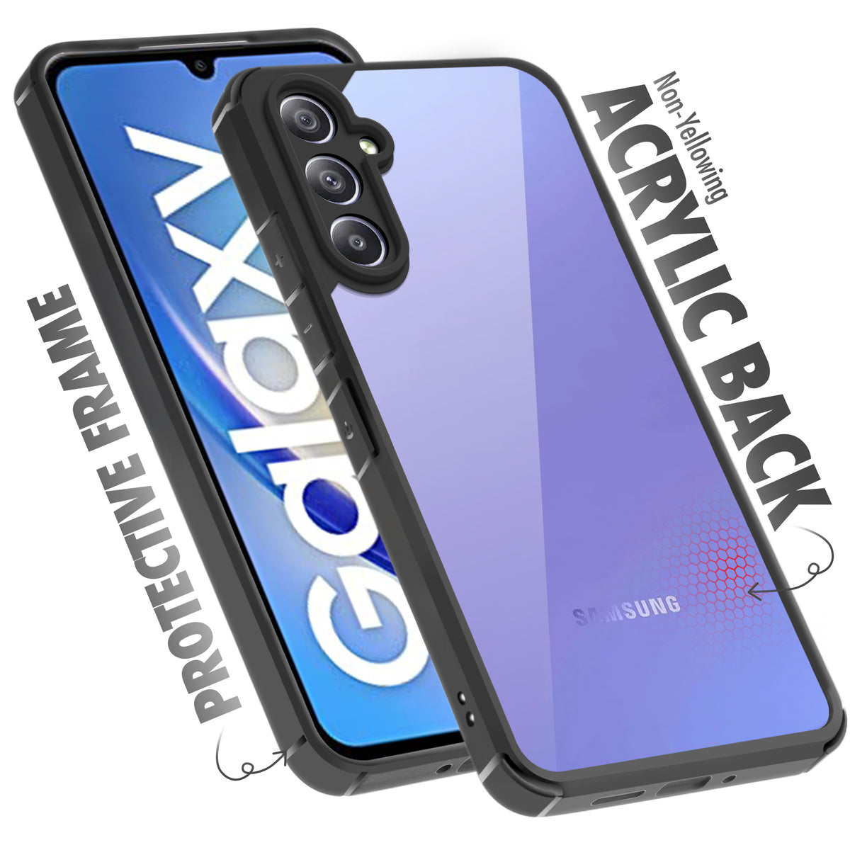 Transparent Case with Silicone Frame Back Cover for Samsung A34 5G