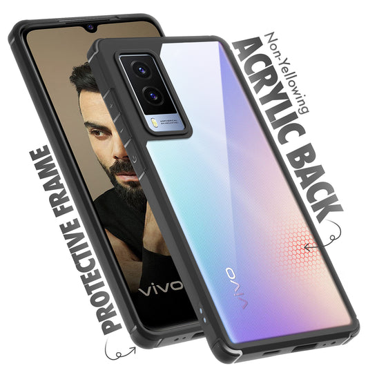Silicone Border Transparent Back Cover for Vivo V21e 5G