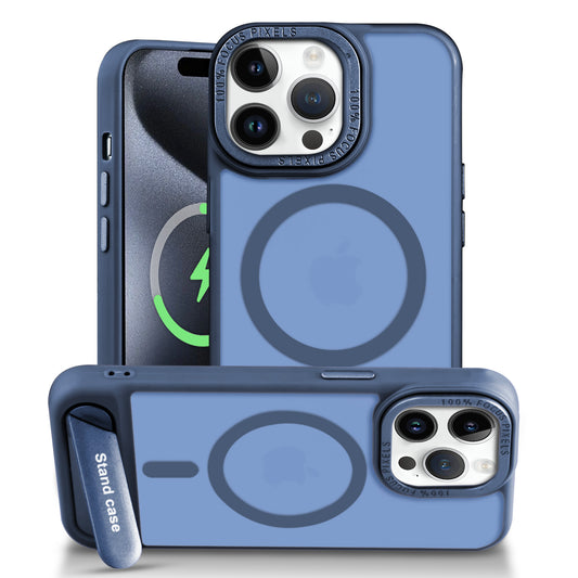 Semi-Transparent Hard Back & MagSafe Compatible With Kickstand Back Case For Apple iPhone 15 Pro