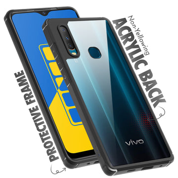 Silicone Frame Transparent Hard Back Cover for Vivo Y15
